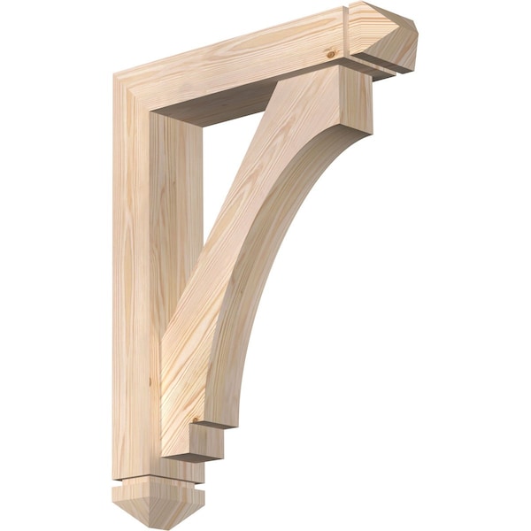 Ekena Millwork Imperial Arts and Crafts Smooth Bracket w/ Offset Brace, Douglas Fir, 5 1/2"W x 24"D x 32"H BKT0604X24X32IMP03SDF - main